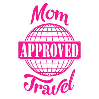 Pink Mom Approved Travel Logo in vertical format