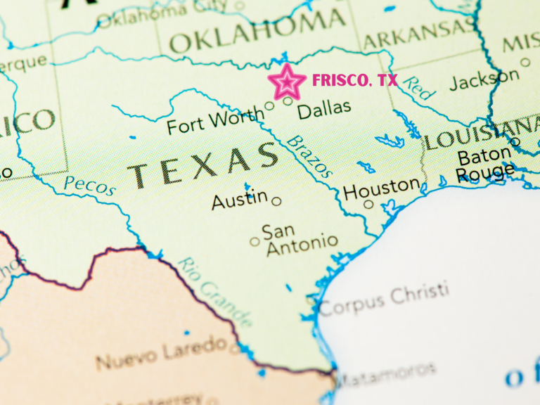 Map of State of Texas showing Frisco Texas location