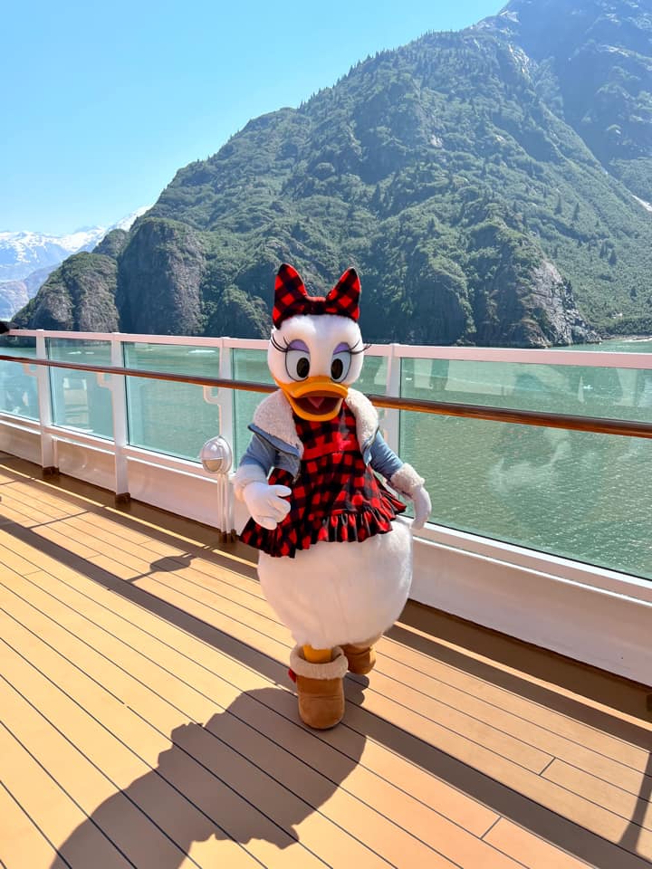 Daisy Duck on deck of DCL ship in Alaska