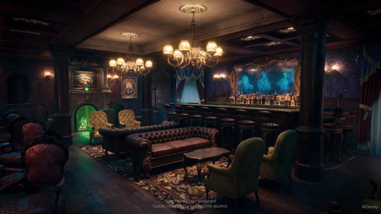 Haunted Mansion lounge on dcl Destiny Artist rendering