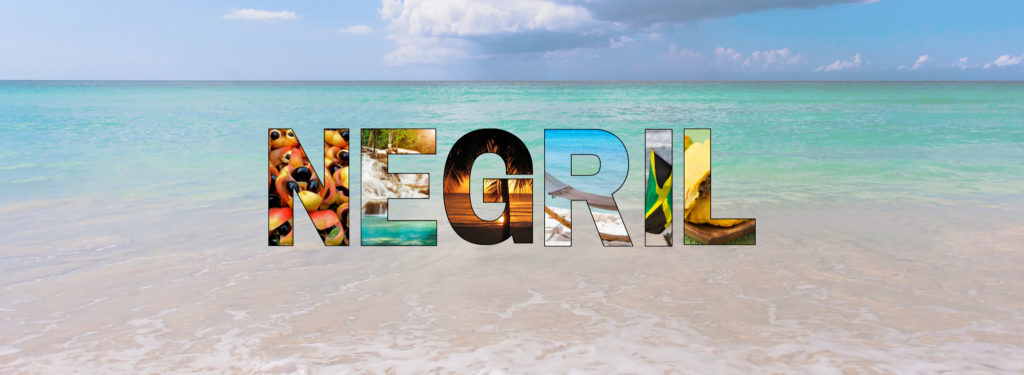 Word art with Beaches Negril theme spelling Negril